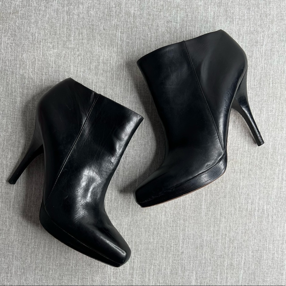 Via Spiga Black Leather Platform Stiletto Bootie Size 8